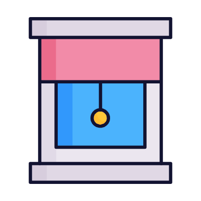 Window with roller blind, Animated Icon, Lineal
