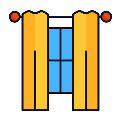 Window with sheer, Animated Icon, Lineal