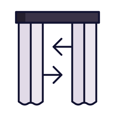 Curtains Closing, Animated Icon, Lineal