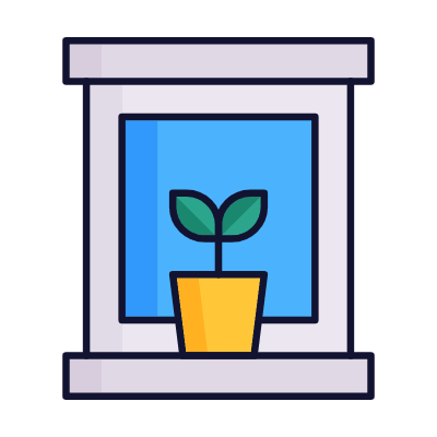 Window with plant, Animated Icon, Lineal