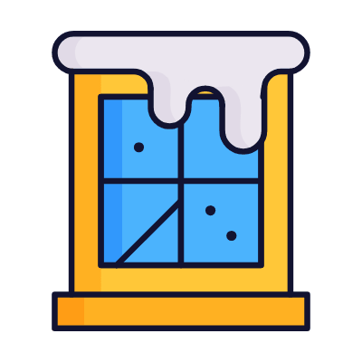 Snowed Window, Animated Icon, Lineal