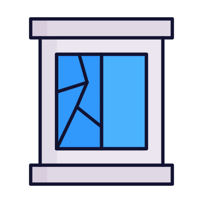 Broken Window, Animated Icon, Lineal