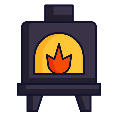 Wood Stove, Animated Icon, Lineal