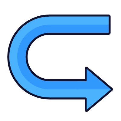 U-turn Right, Animated Icon, Lineal