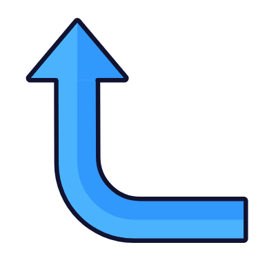 Turn Left Up, Animated Icon, Lineal