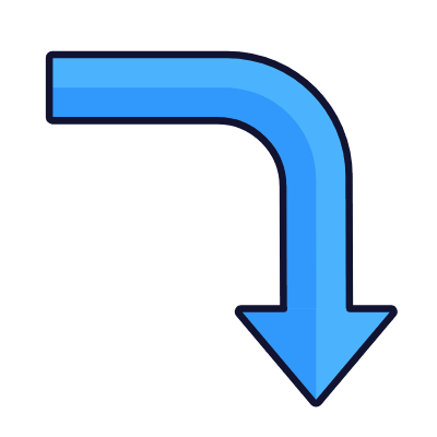 Turn Right Down, Animated Icon, Lineal