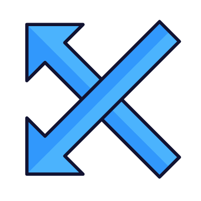 Crossed Left, Animated Icon, Lineal