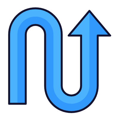 Arrow S-Turn Up, Animated Icon, Lineal