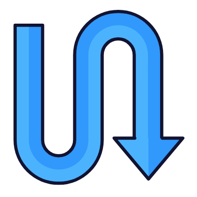 Arrow S-Turn Down, Animated Icon, Lineal