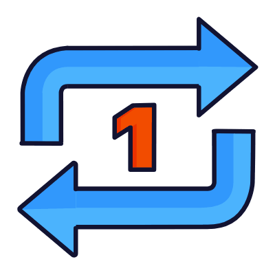 Arrows Loop One, Animated Icon, Lineal