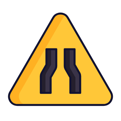 Road Narrows, Animated Icon, Lineal