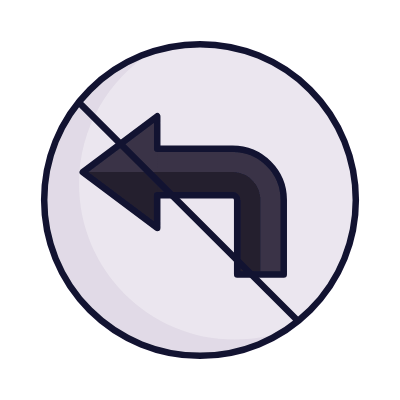 No Left Turns, Animated Icon, Lineal