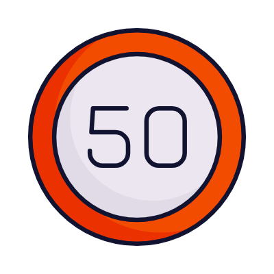 Speed Limit 50, Animated Icon, Lineal