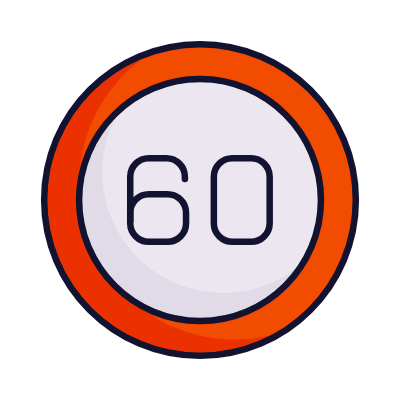 Speed Limit 60, Animated Icon, Lineal