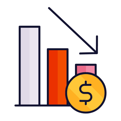 Bar Chart Money Decline, Animated Icon, Lineal