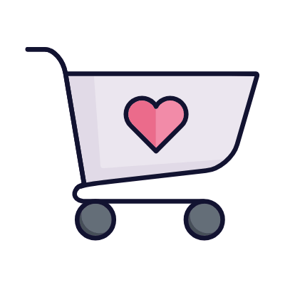 Shopping Cart Heart, Animated Icon, Lineal