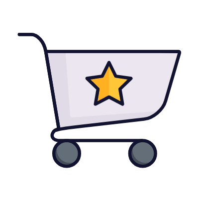 Shopping Cart Star, Animated Icon, Lineal