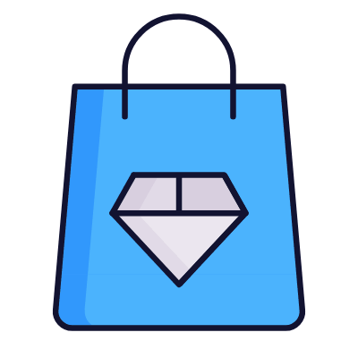 Shopping Bag Diamond, Animated Icon, Lineal
