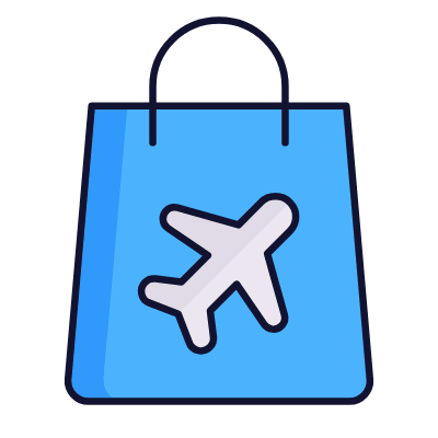 Shopping Bag Airplane, Animated Icon, Lineal