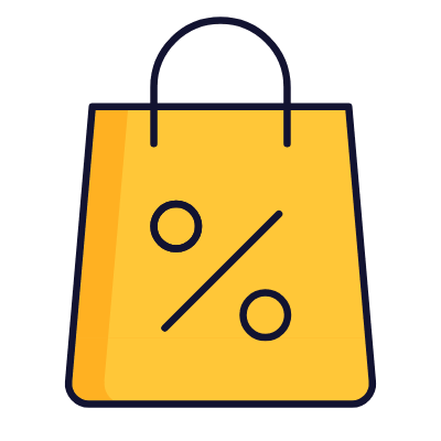Shopping Bag Percent, Animated Icon, Lineal