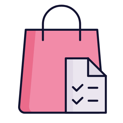 Shopping Bag List, Animated Icon, Lineal