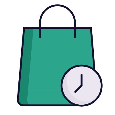 Shopping Bag Time, Animated Icon, Lineal