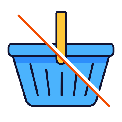 Shopping Basket Slash, Animated Icon, Lineal