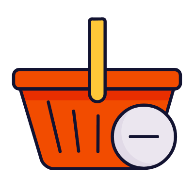 Shopping Basket Minus, Animated Icon, Lineal