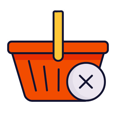 Shopping Basket Cross, Animated Icon, Lineal