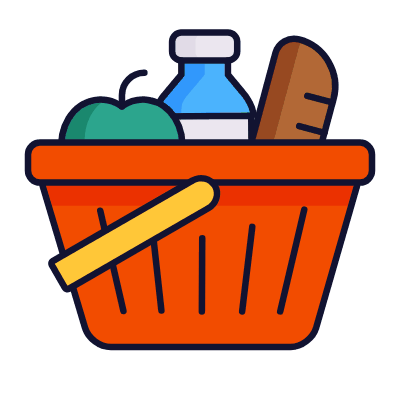 Shopping Basket Groceries, Animated Icon, Lineal