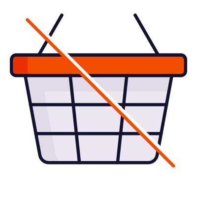 Shopping Basket Wire Slash, Animated Icon, Lineal