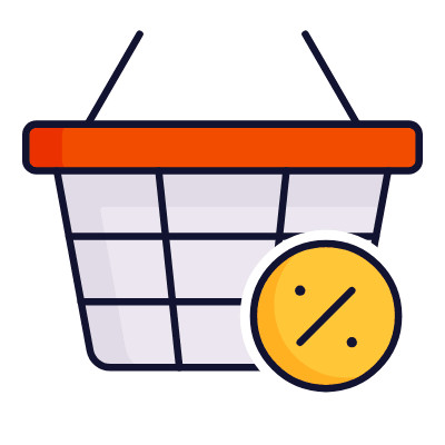 Shopping Basket Wire Percent, Animated Icon, Lineal