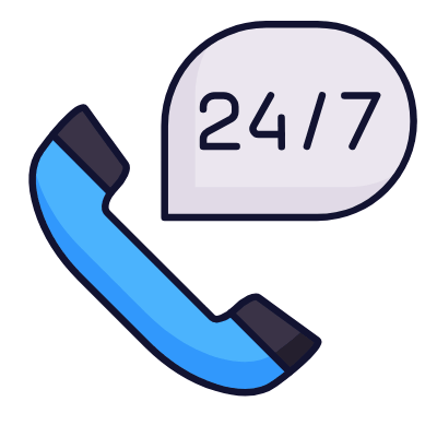 Phone 24 7, Animated Icon, Lineal
