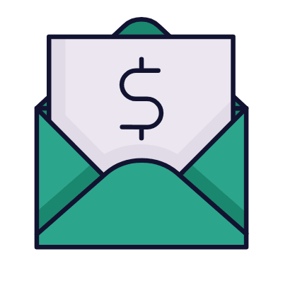 Mail Open Dollar, Animated Icon, Lineal