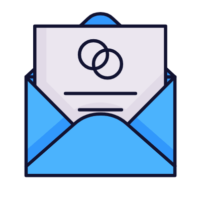 Mail Open Wedding, Animated Icon, Lineal