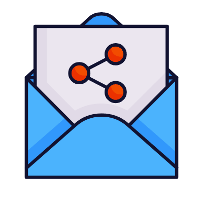 Mail Open Share, Animated Icon, Lineal