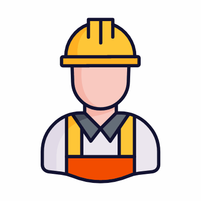 Man Construction Worker, Animated Icon, Lineal