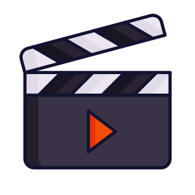 Clapperboard Play, Animated Icon, Lineal