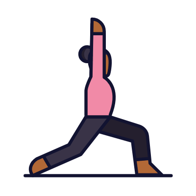 Yoga Warrior, Animated Icon, Lineal