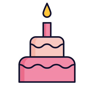 Birthday Cake, Animated Icon, Lineal