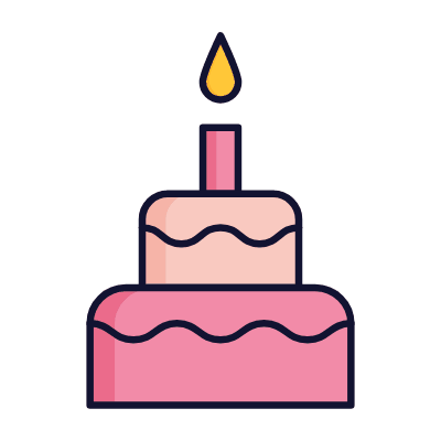 Birthday Cake, Animated Icon, Lineal