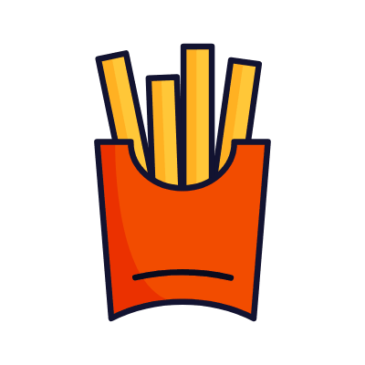 French Fries, Animated Icon, Lineal