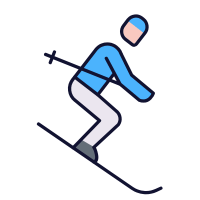 Skiing, Animated Icon, Lineal