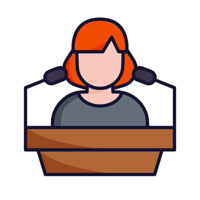 Woman Lecturer, Animated Icon, Lineal