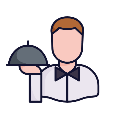 Man Waiter, Animated Icon, Lineal