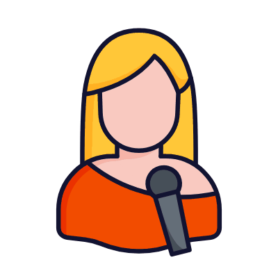 Woman Singer, Animated Icon, Lineal