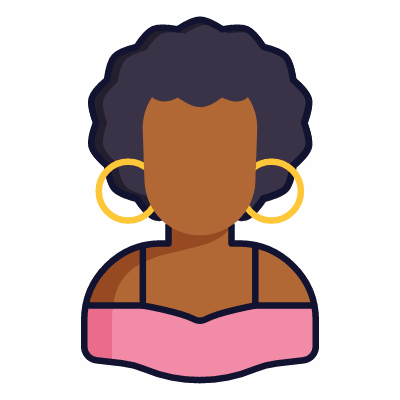 Woman Afro, Animated Icon, Lineal