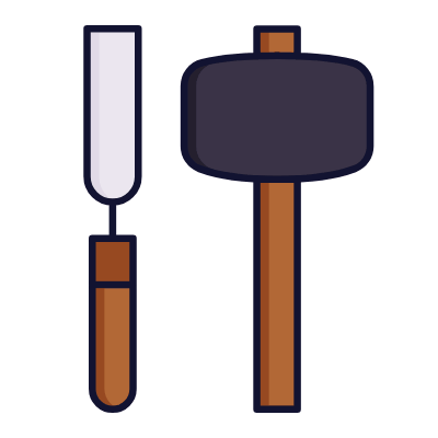 Chisel Hammer, Animated Icon, Lineal