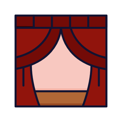 Stage Curtains, Animated Icon, Lineal