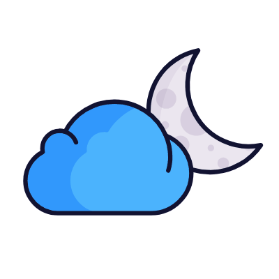 Cloud Moon, Animated Icon, Lineal